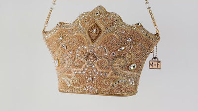 Golden Rule Beaded Crown Shape Leather Crossbody Handbag Video