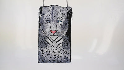 Snow Leopard Beaded Crossbody Phone Bag Purse Video