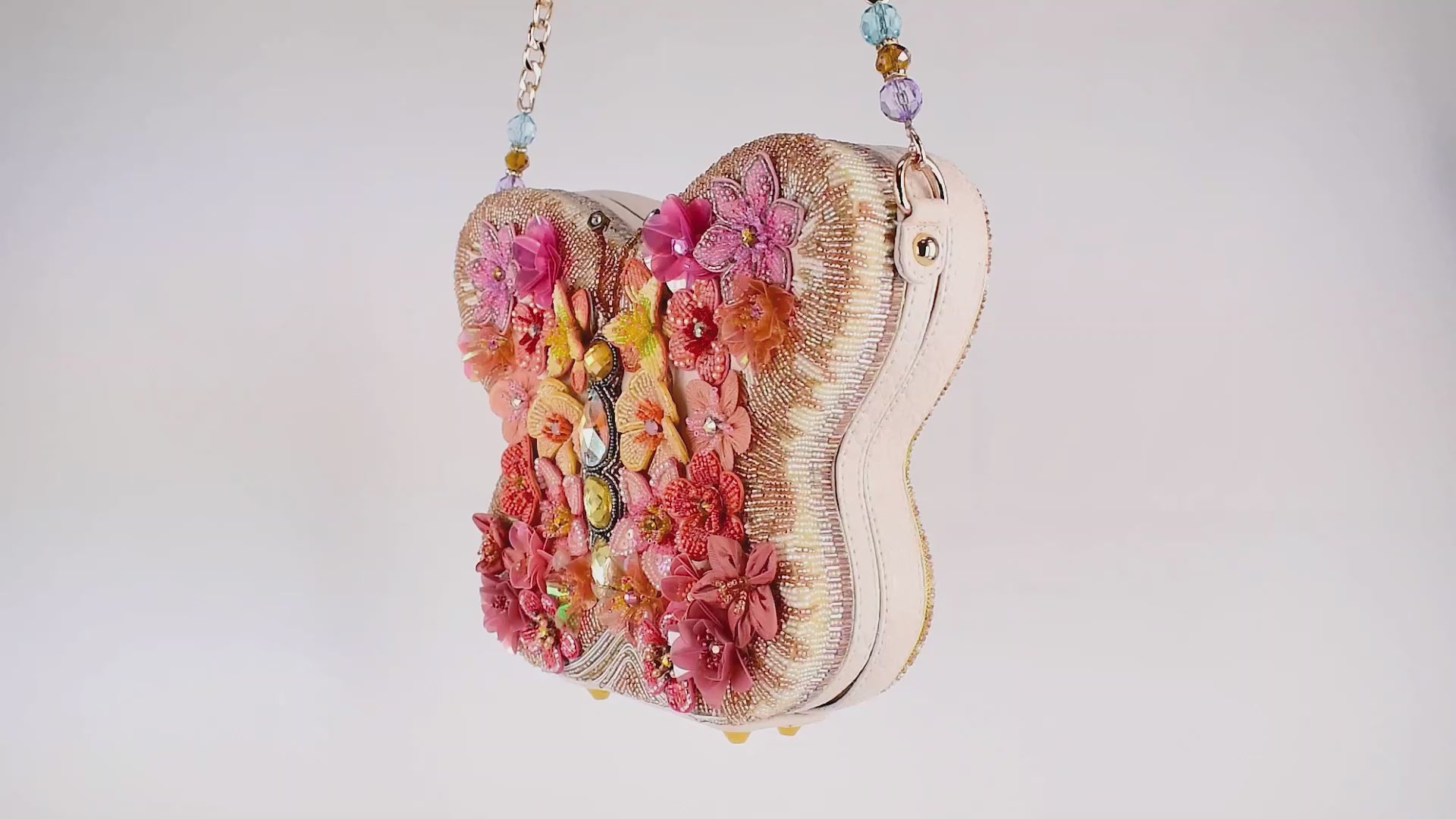 Take Flight Beaded Floral Butterfly Shoulder Handbag Purse Video