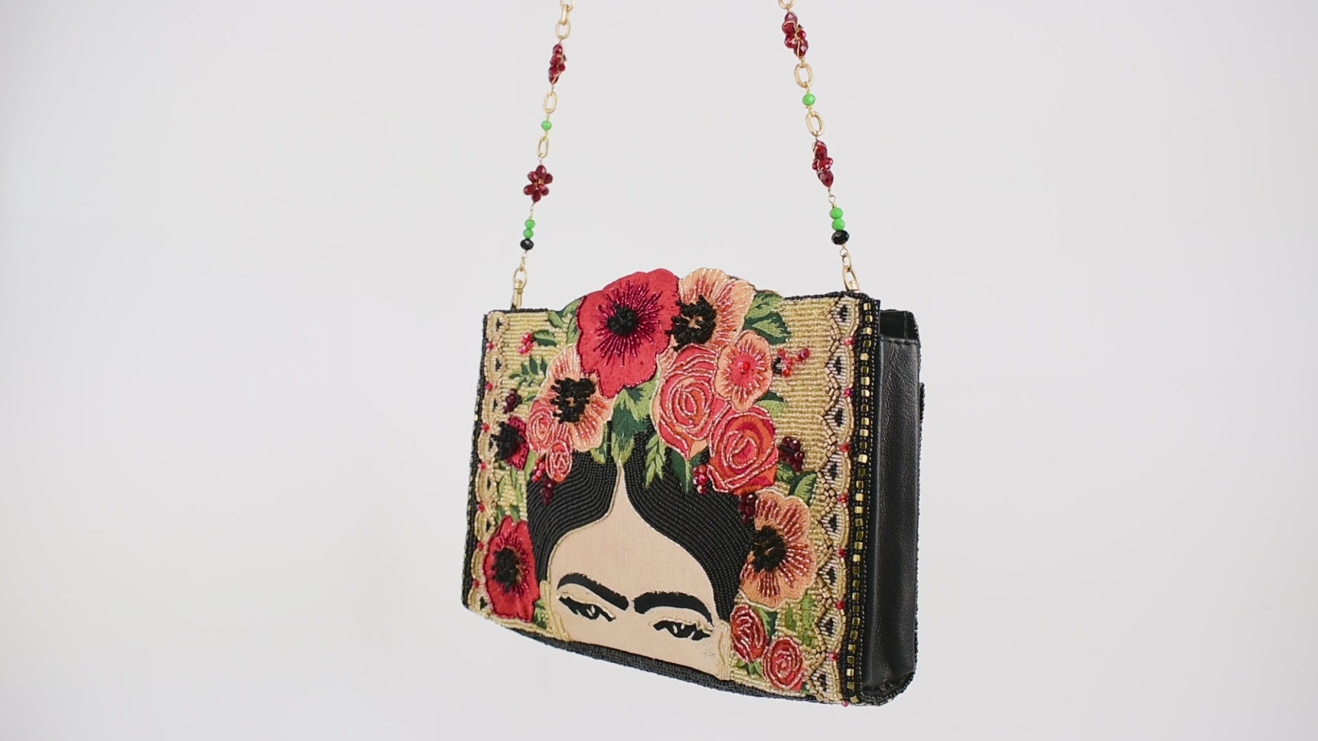 Icon Friday Kahlo with Flower Headpiece Crossbody Handbag