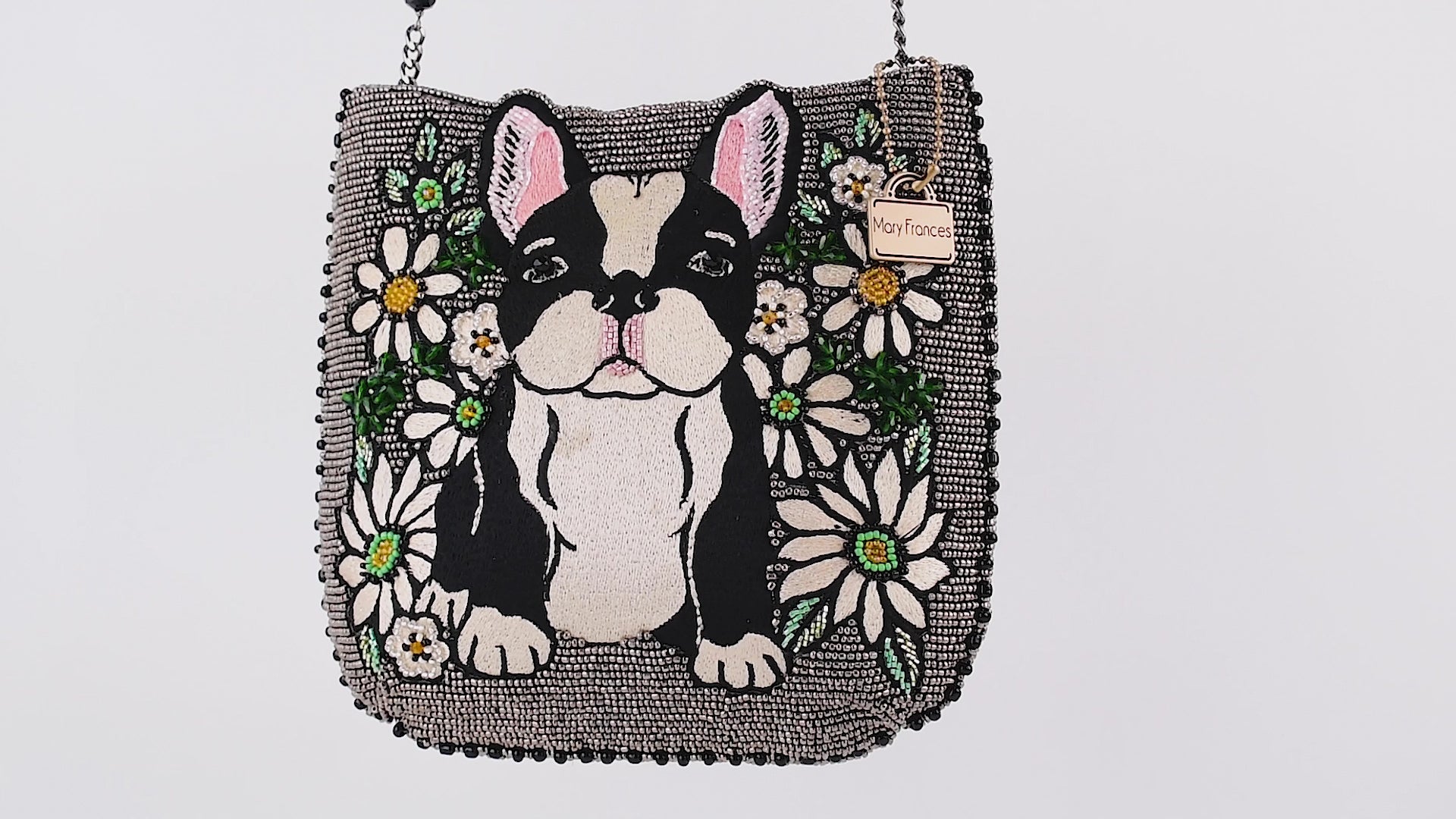 Pardon My Frenchie Beaded Bulldog Crossbody Handbag Video