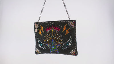 Starstruck Beaded Winged Star with Crown Crossbody Clutch Handbag purse video