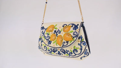 Capri Lemons Beaded Crossbody Clutch Handbag Purse  Video