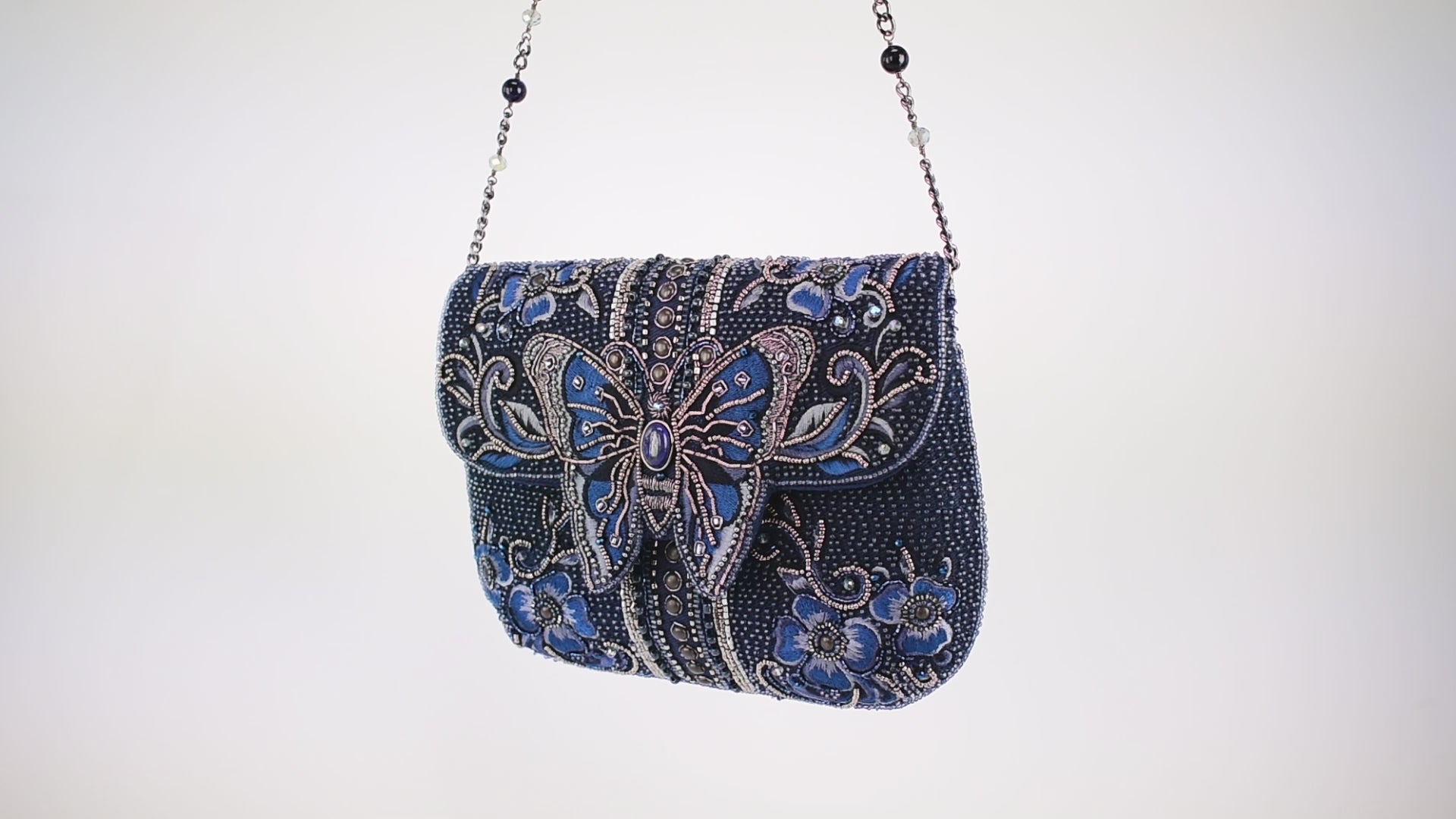 新品未使用MARY FRANCES メアリーフランシス ハンドバッグ Blue Alchemy Butterfly and Floral Crossbody Handbag