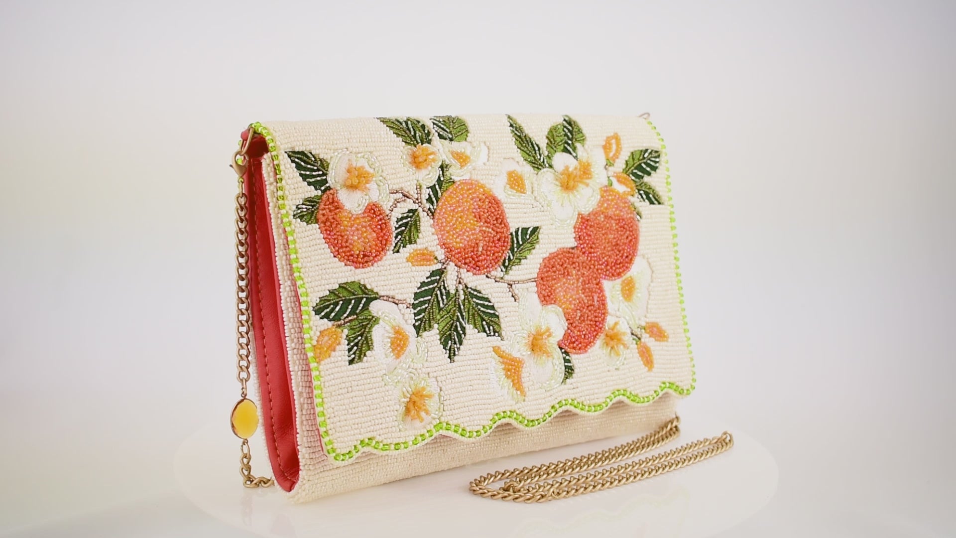 Sun Kissed Orange Fruite Beaded Crossbody Handbag
