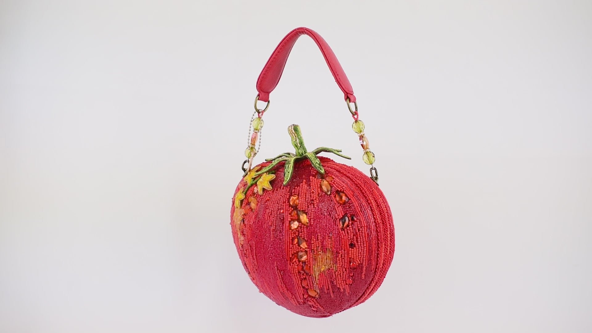 Pomodoro Red Tomato Beaded Handbag