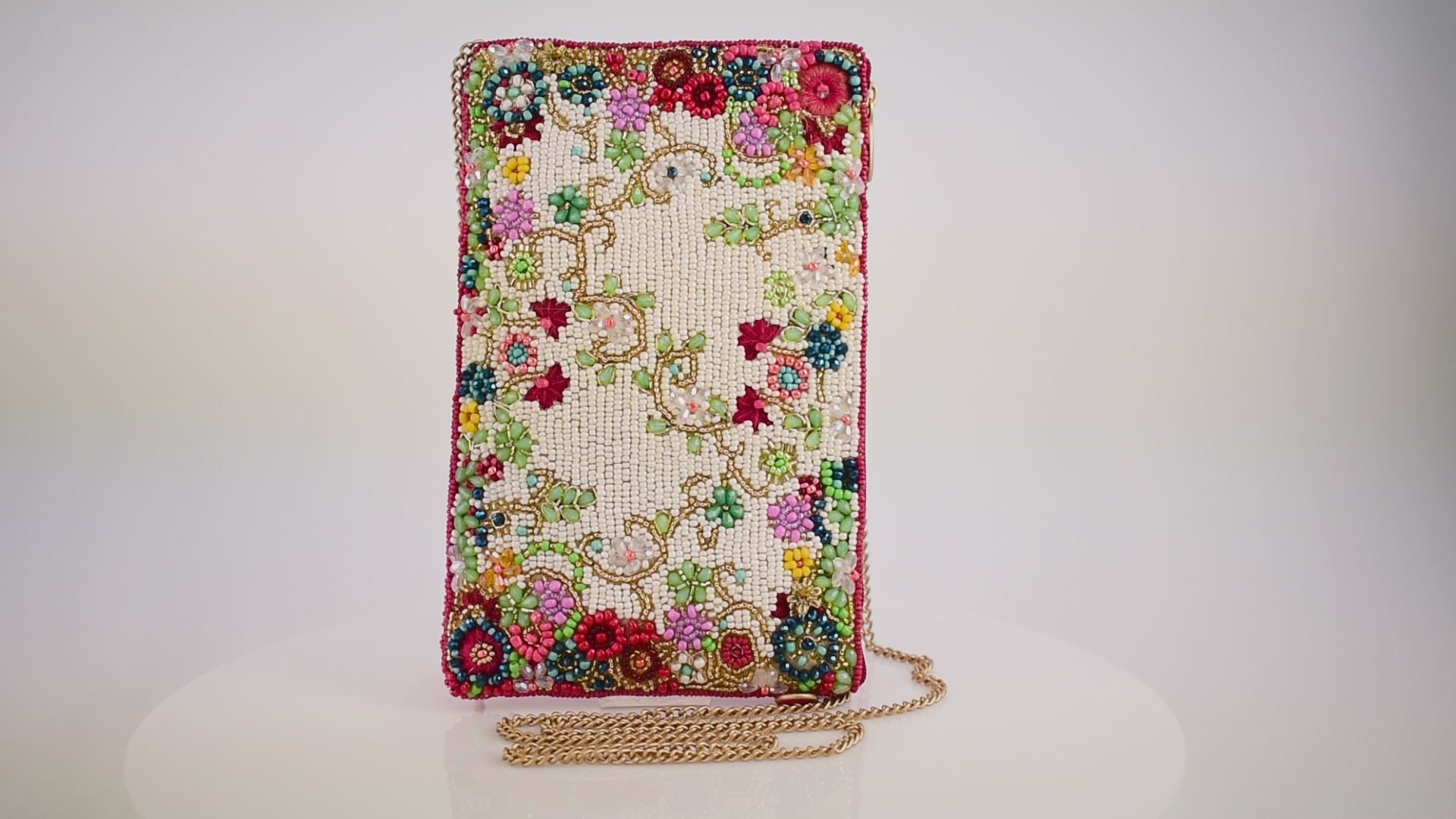 Meadow Ditsy Floral Multi Color Beaded Crossobody Phone Bag