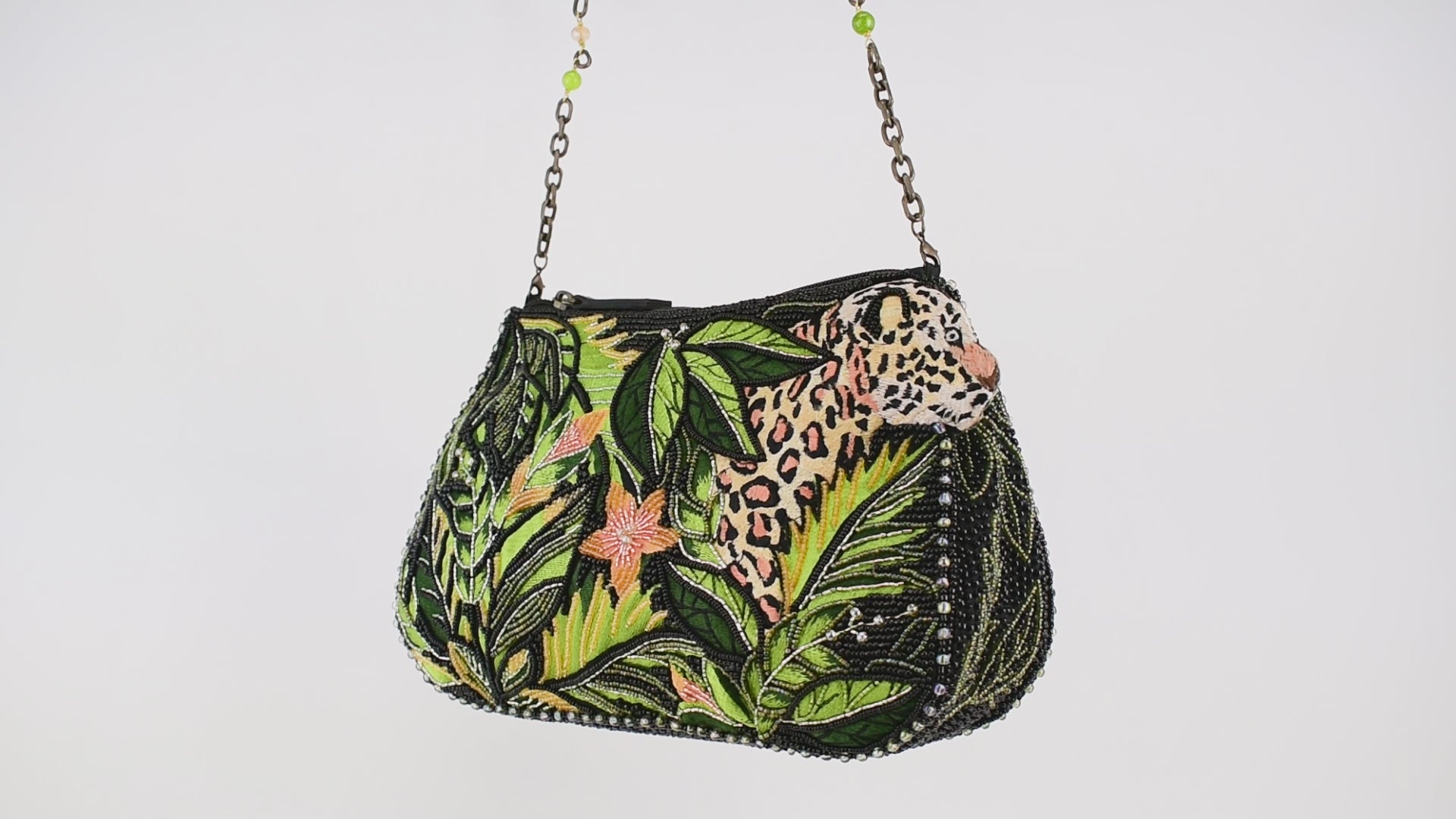 Spon On Beaded Leopard and Jungle Crossbody Handbag