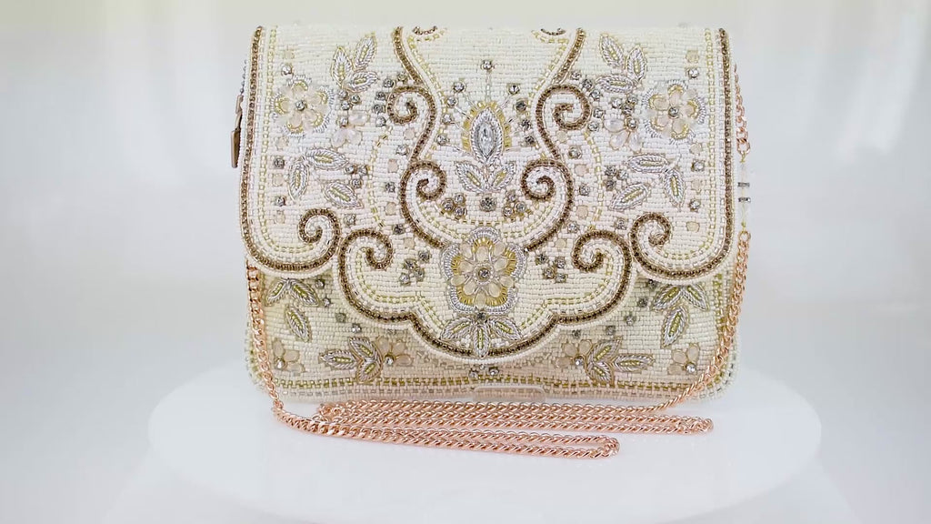 Lavish Beaded Bridal Crossbody Clutch Handbag - Mary Frances