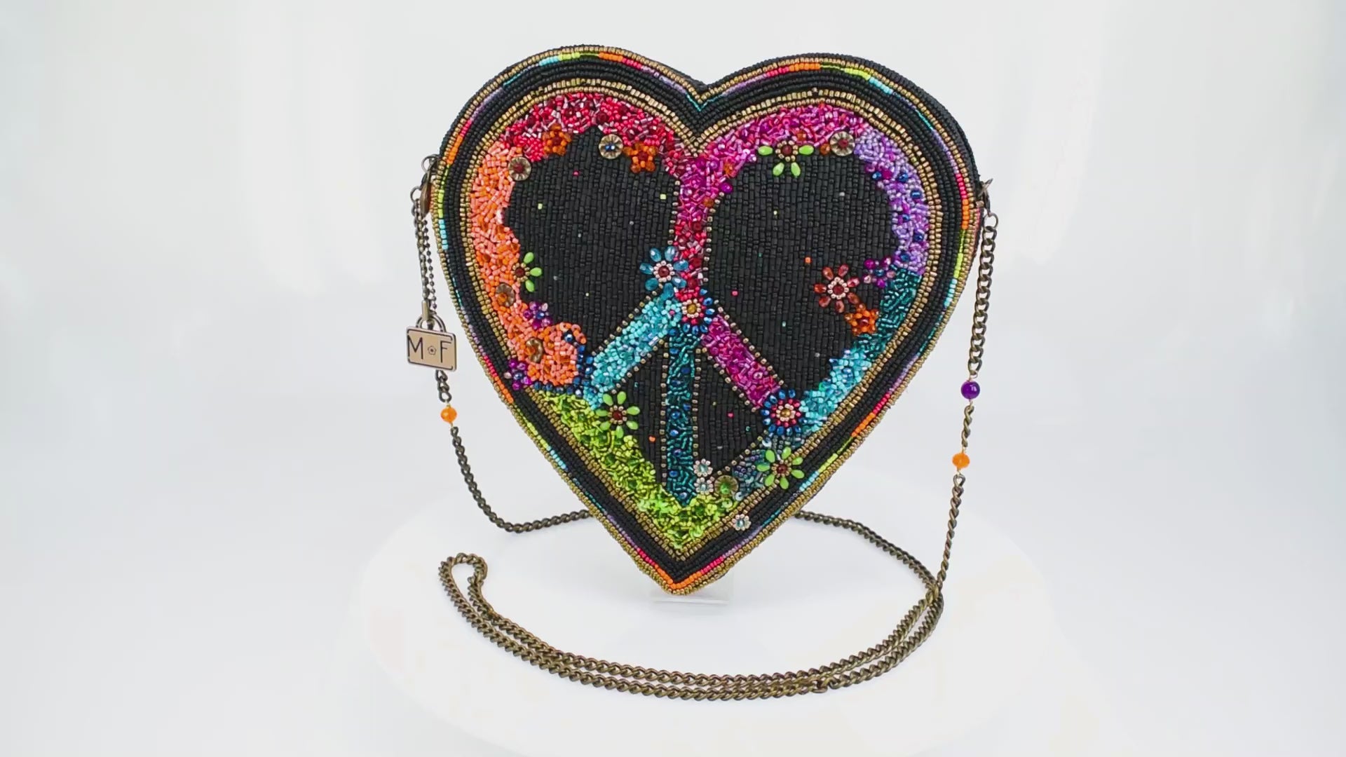 Peace Out Beaded Heart Shaped Crossbody Handbag Video