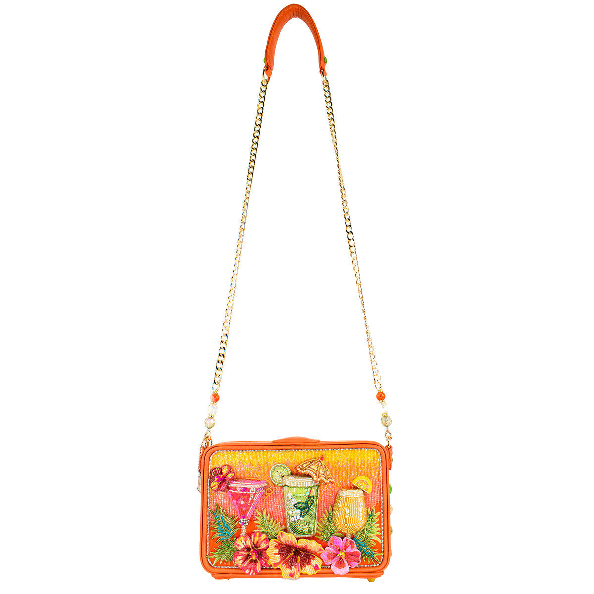 Relax and Rewind Beaded Tropical Cocktails Shoulder Handbag Purse