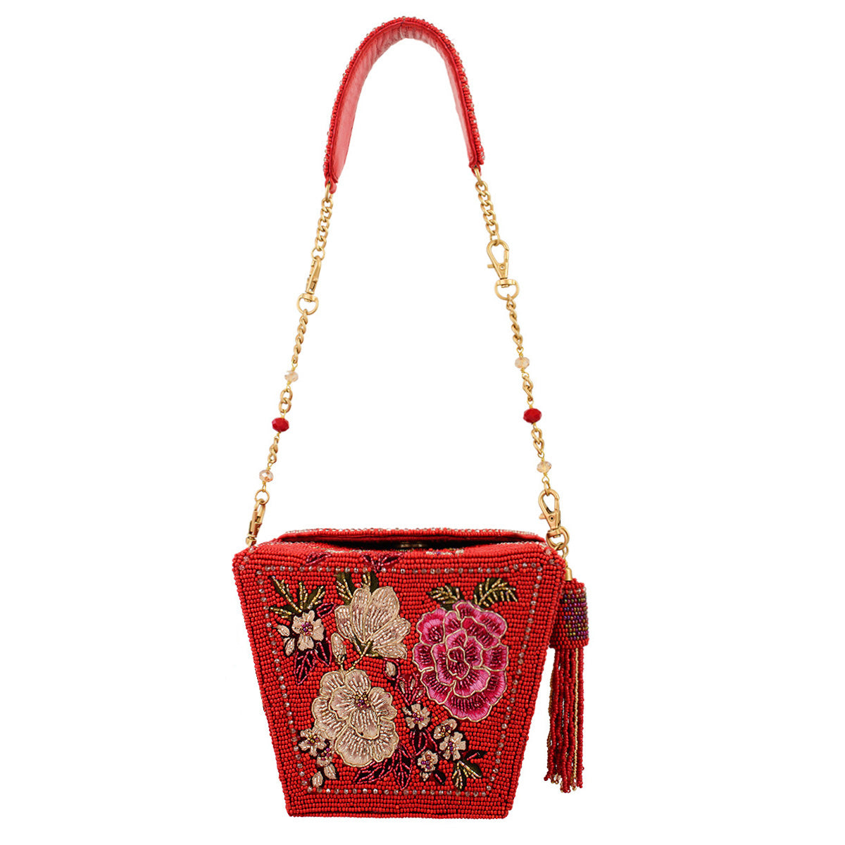 Scarlet Bloom Top Handle Handbag beaded 6