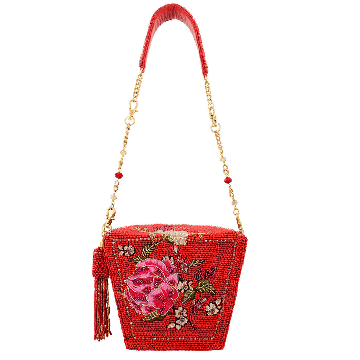 Scarlet Bloom Top Handle Handbag beaded 3