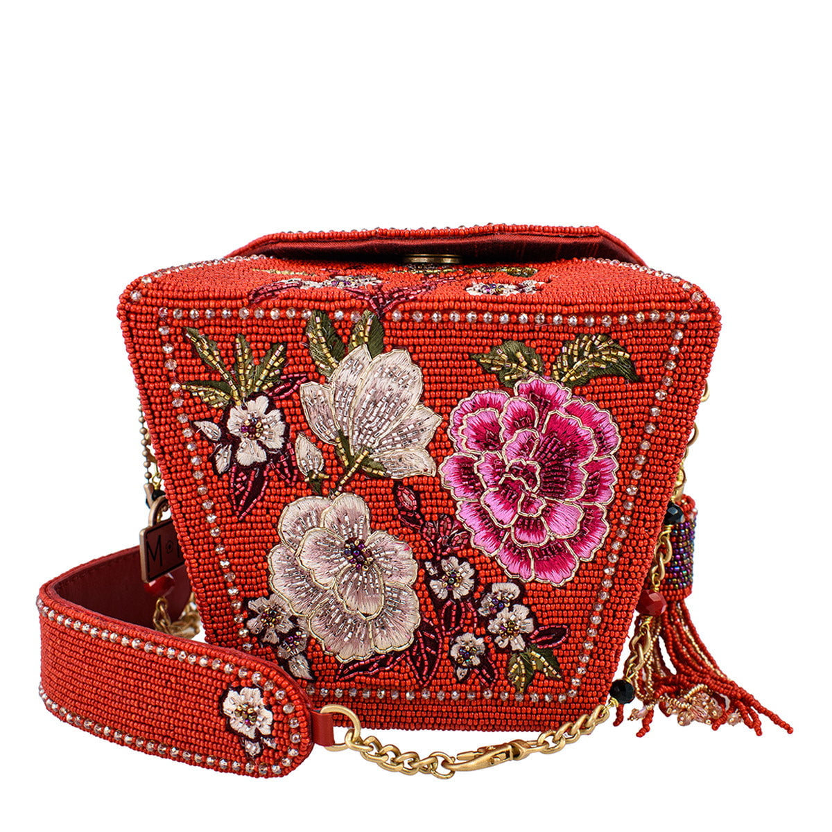 Scarlet Bloom Top Handle Handbag beaded - 1