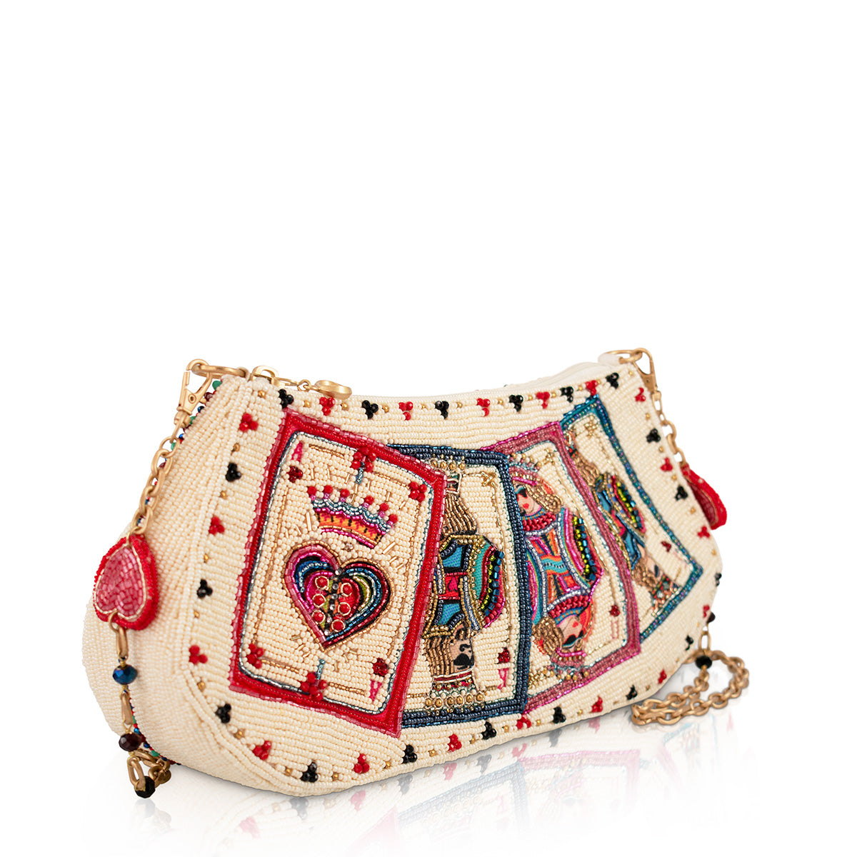 Shuffle Playing Cards Beaded Crossbody Handbag