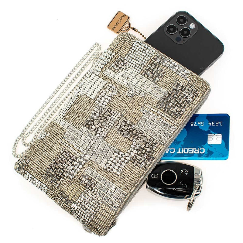 Silver Maze Crossbody Phone Bag