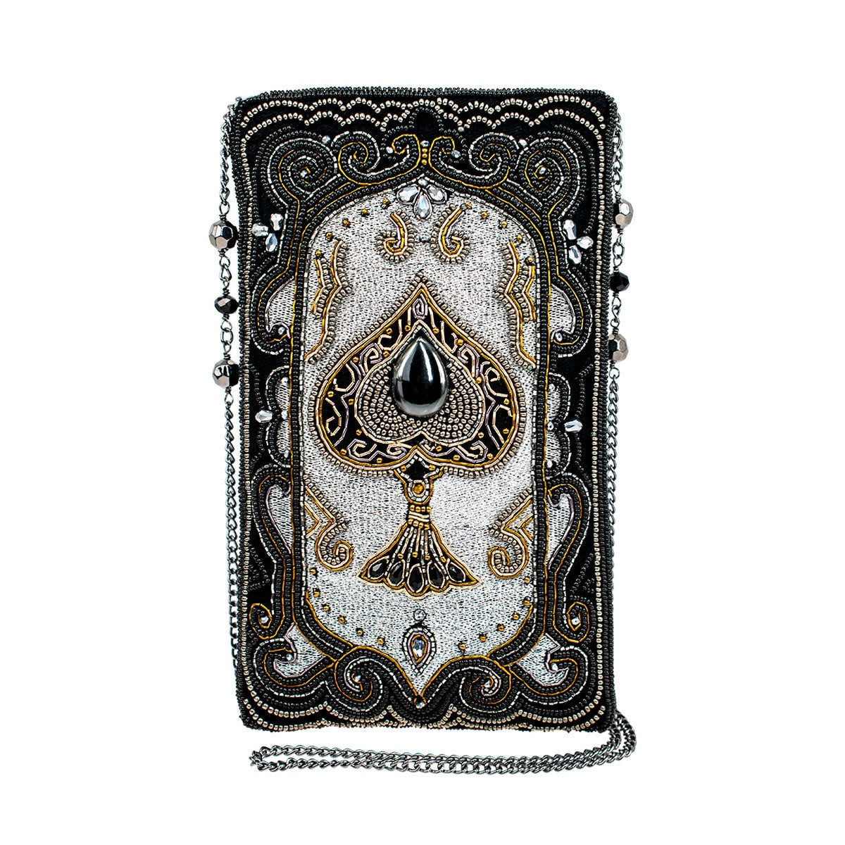 Silver Spade Crossbody Phone Bag