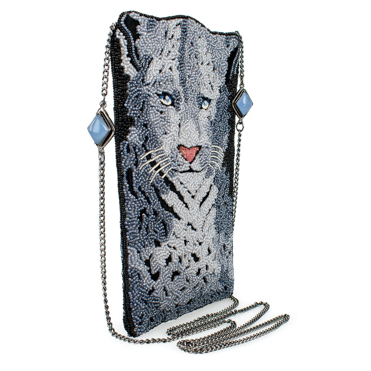 Snow Leopard Crossbody Phone Bag beaded - 3