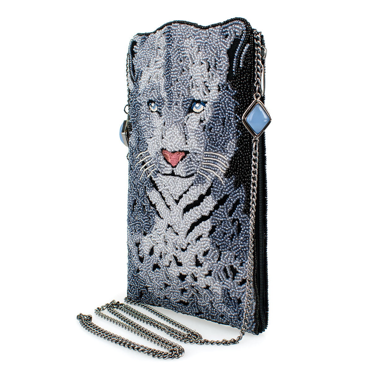 Snow Leopard Crossbody Phone Bag beaded - 4