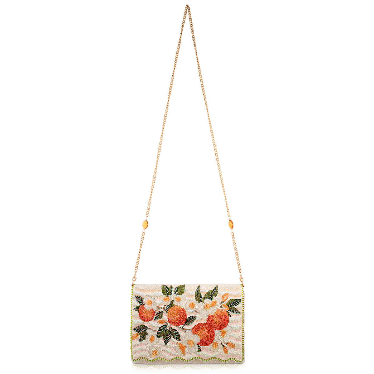 Sun Kissed Orange Fruite Beaded Crossbody Handbag