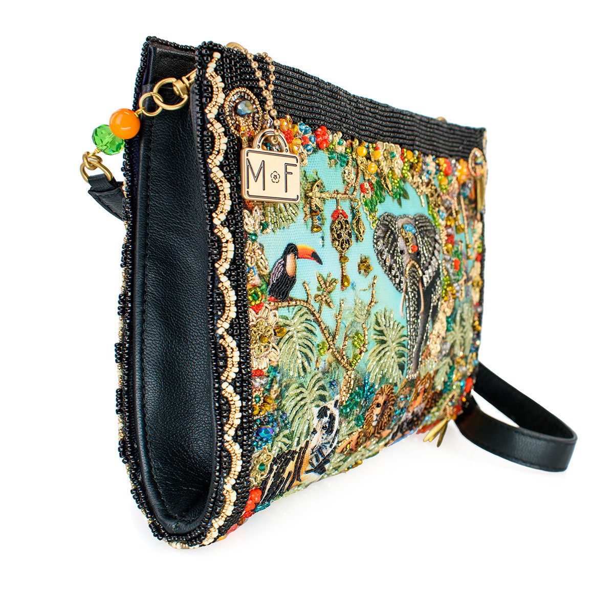 Wild Kingdom Beaded Animal Jungle Theme Crossbody Handbag Purse