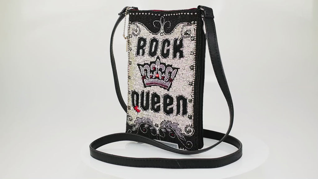 Rock Queen Beaded Crossbody Mini Leather Handbag