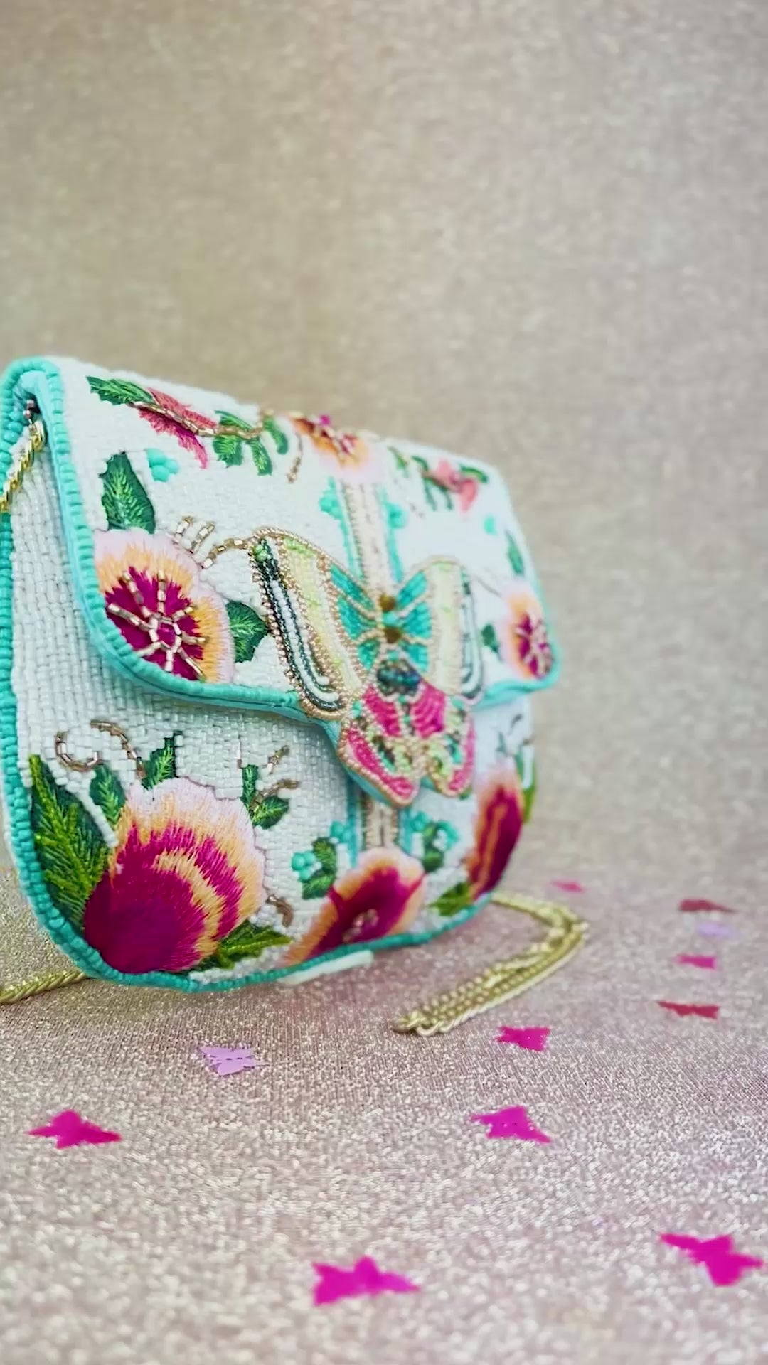 Dream Chaser Black Beaded Crossbody Clutch - Mary Frances