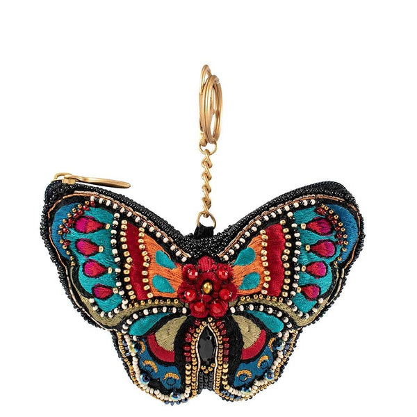 All a Flutter Beaded Embroidered Butterfly Coin Purse Key Fob
