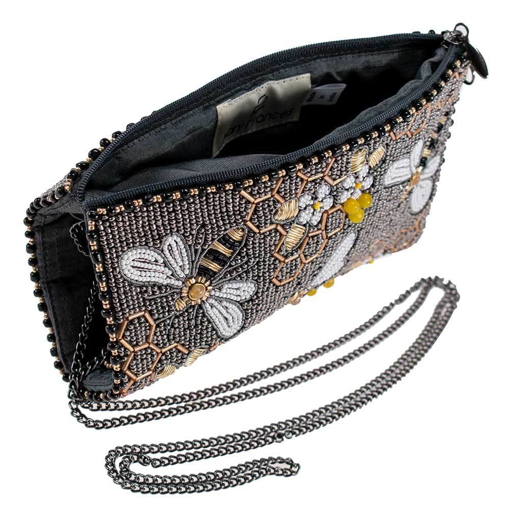 Bee Awesome Beaded Honeybees Crossbody Phone Bag