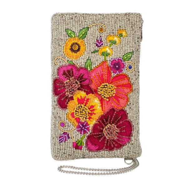 Budding Romance Silver Crossbody Phone Bag