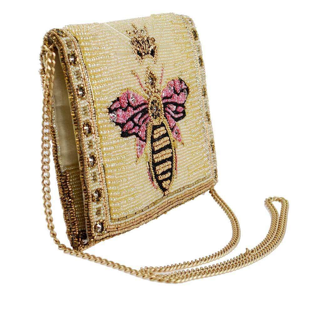 Buzzed Beaded Queen Bee Crossbody Clutch - Handbag