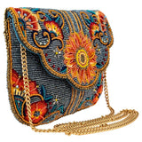 Denim Sunflower Crossbody Clutch Handbag