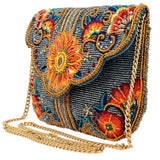 Denim Sunflower Crossbody Clutch Handbag