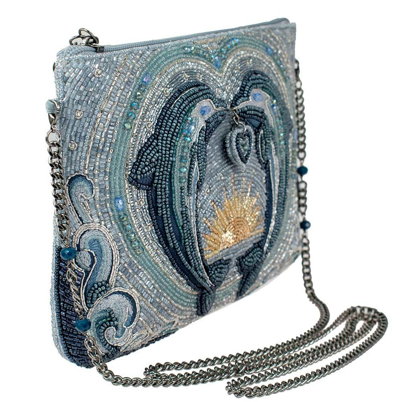 Dolphin Love Beaded Crossbody Clutch Handbag