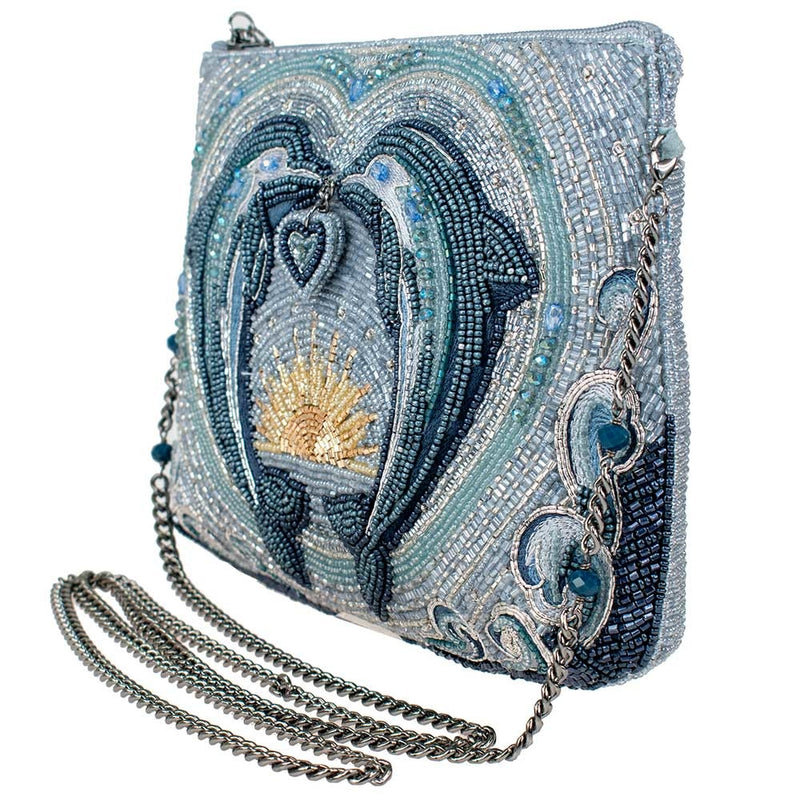 Dolphin Love Beaded Crossbody Clutch Handbag