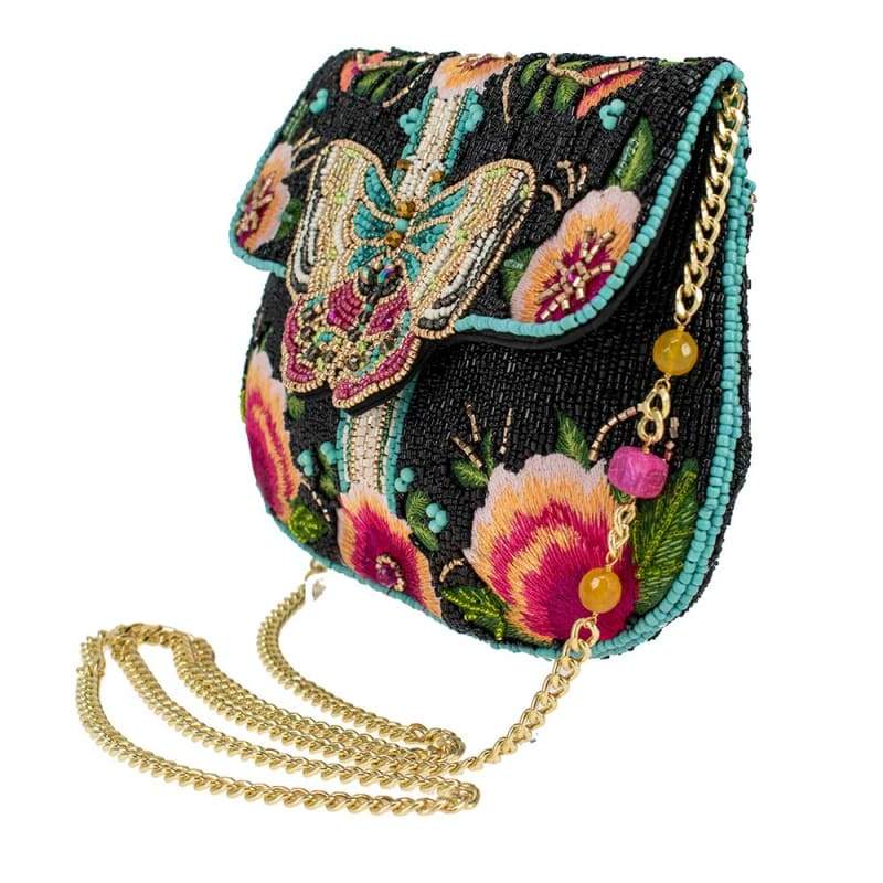 Dream Chaser Black Beaded Crossbody Clutch