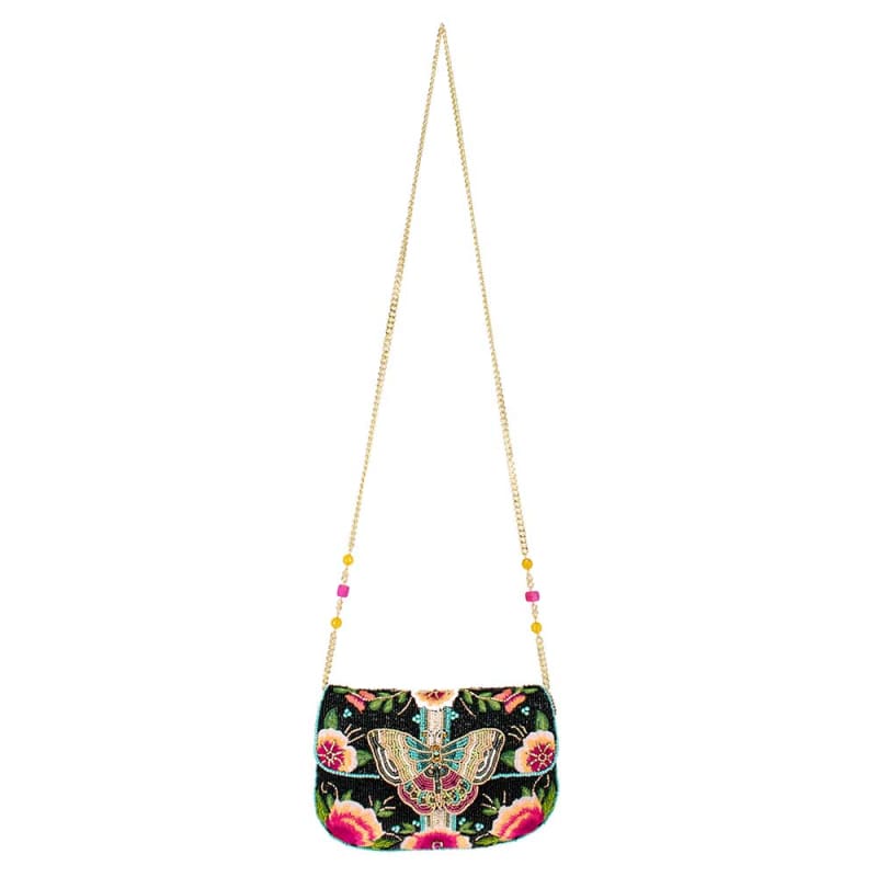 Dream Chaser Black Beaded Crossbody Clutch