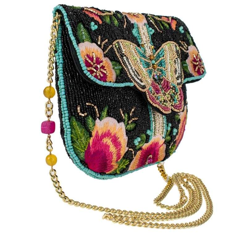 Dream Chaser Black Beaded Crossbody Clutch