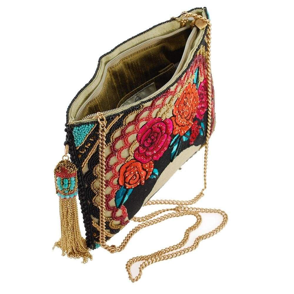 Frida Beaded-Embroidered Crossbody Clutch Handbag
