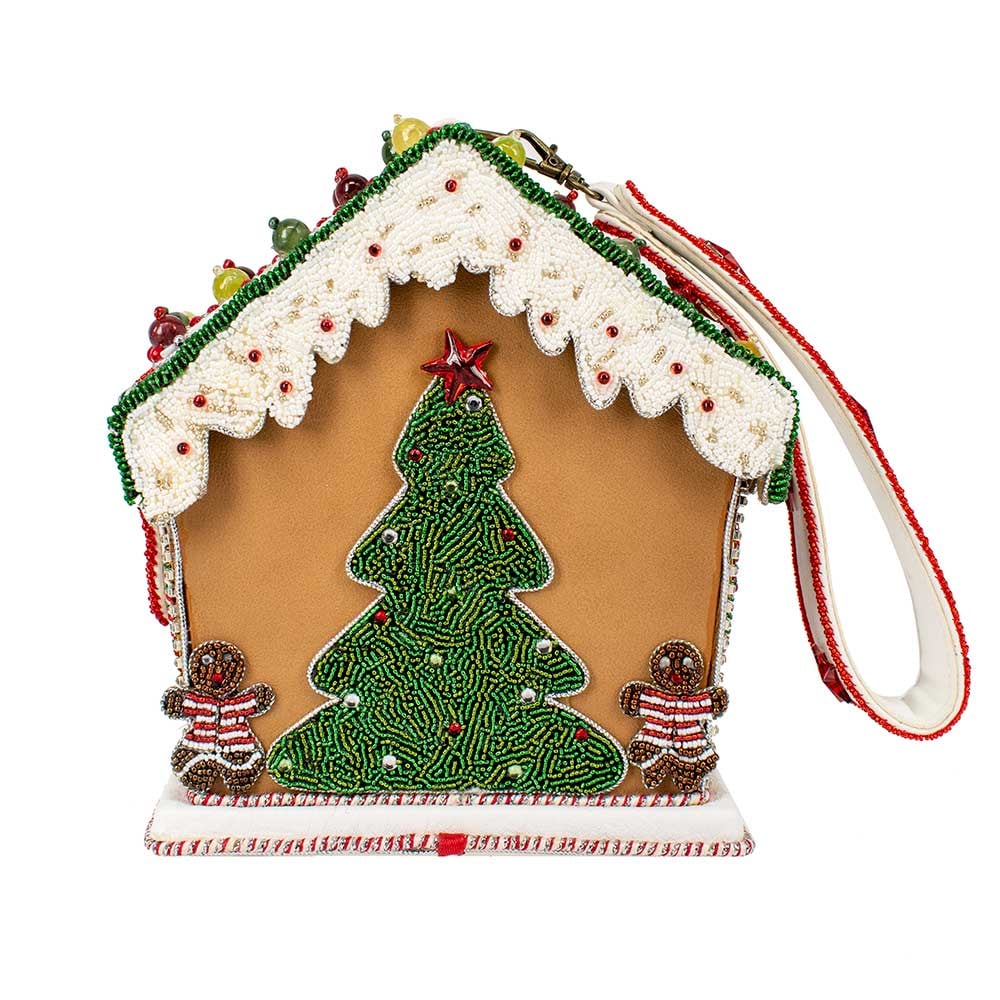 Gingerbread House Beaded Top Handle Bag Purse