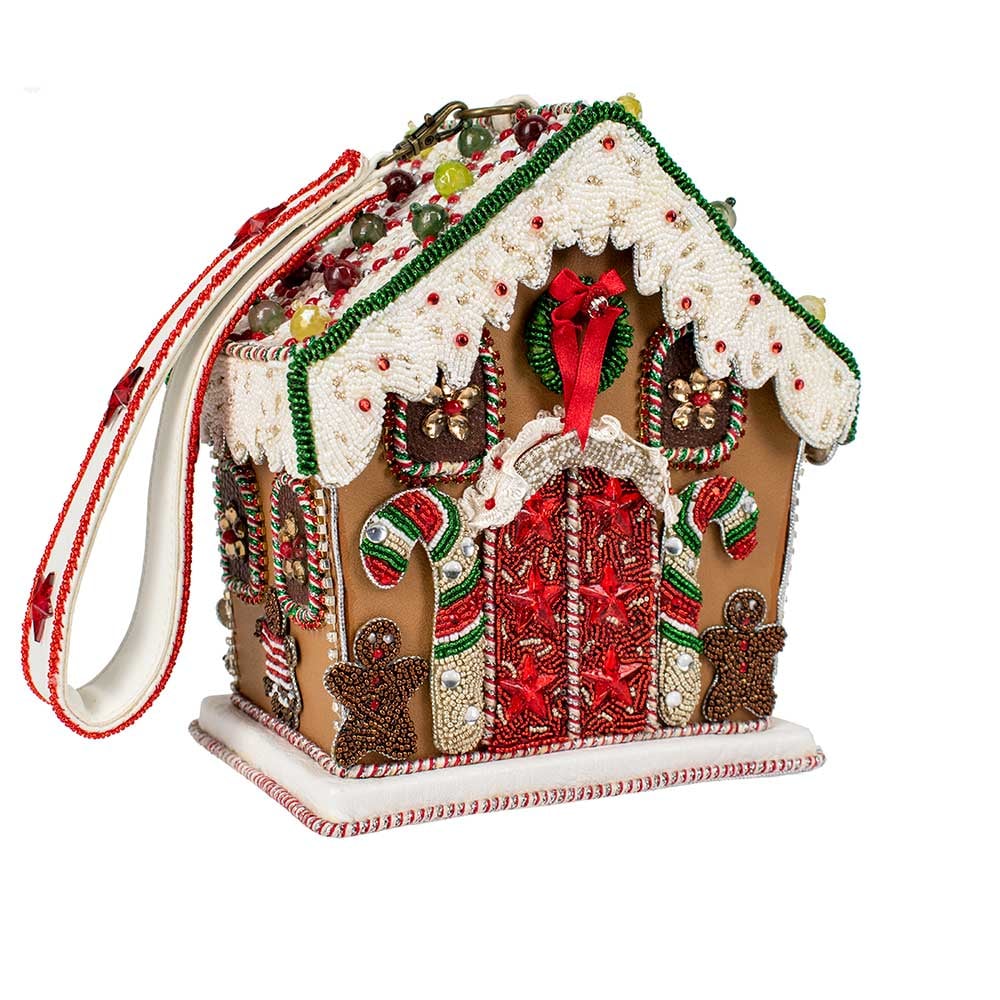 Gingerbread House Beaded Top Handle Bag Purse
