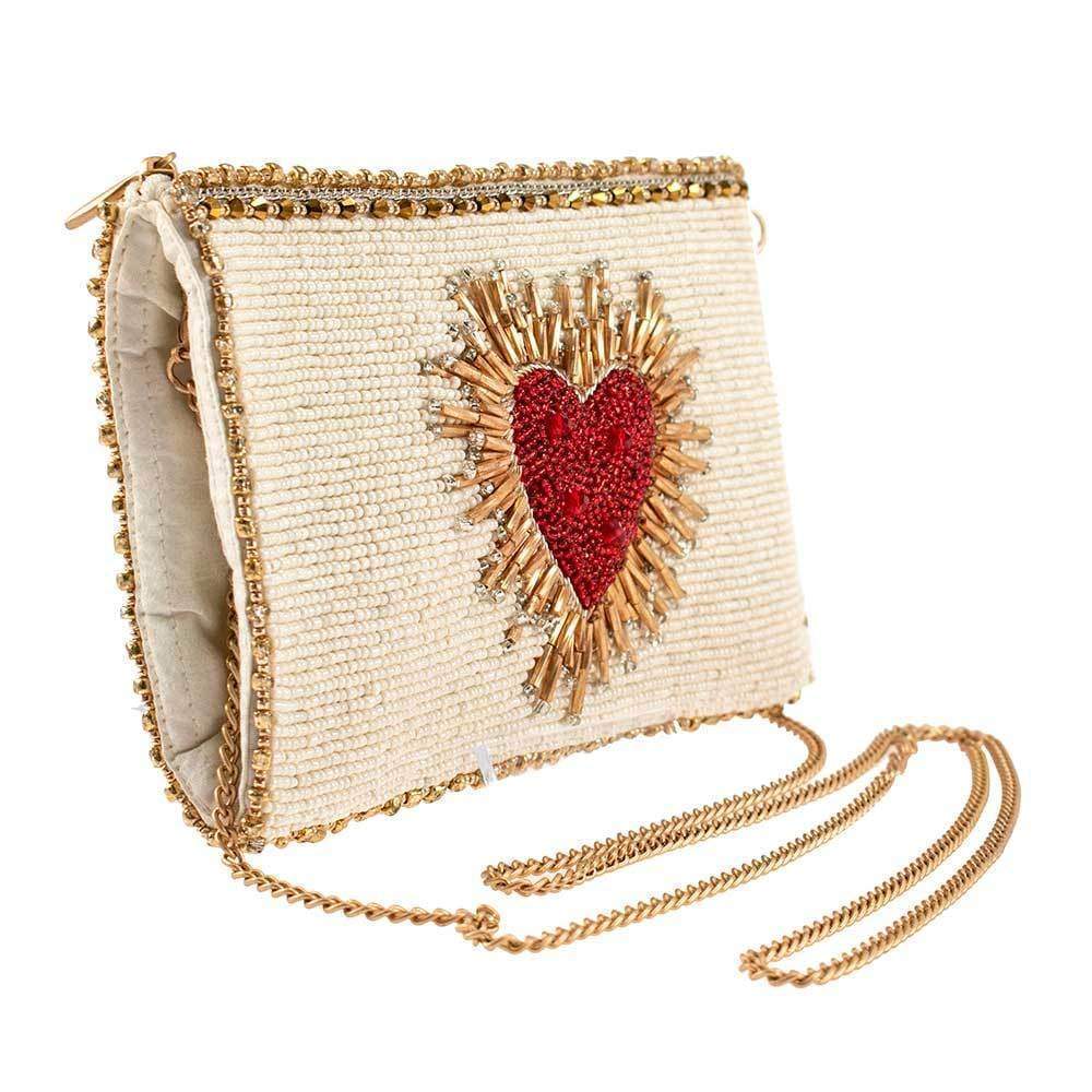 Heart Burst Beaded Crossbody Phone Bag