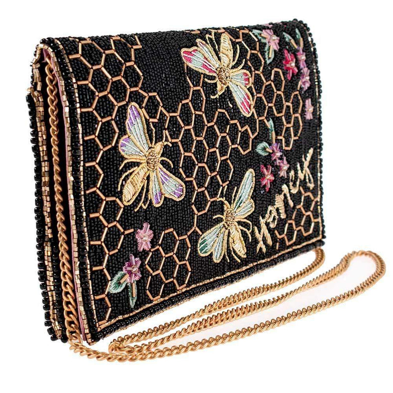 Honey Bee Beaded Crossbody Clutch Handbag