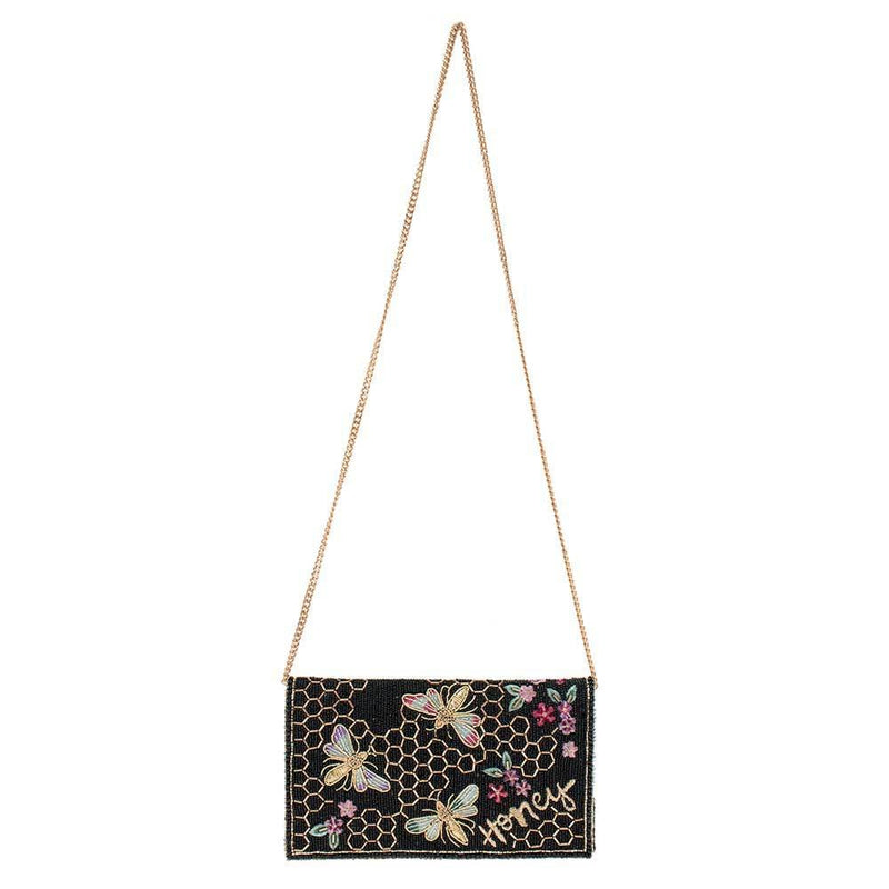 Honey Bee Beaded Crossbody Clutch Handbag