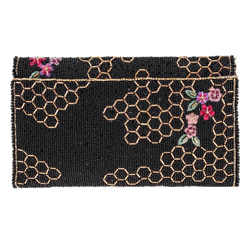 Honey Bee Beaded Crossbody Clutch Handbag