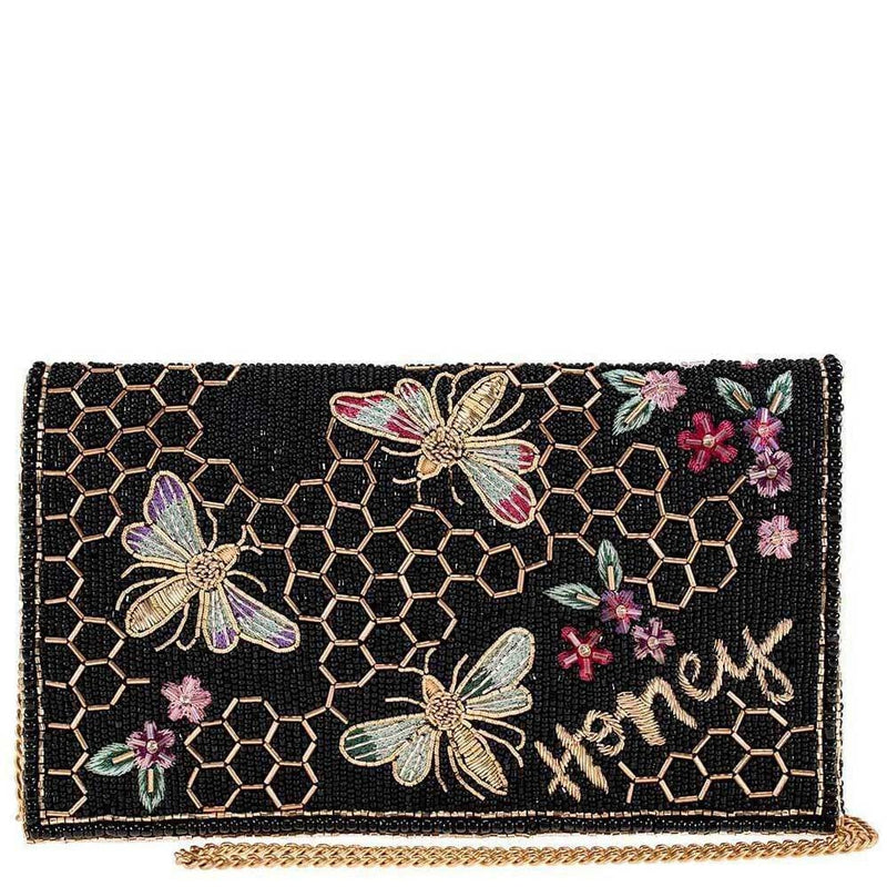 Honey Bee Beaded Crossbody Clutch Handbag