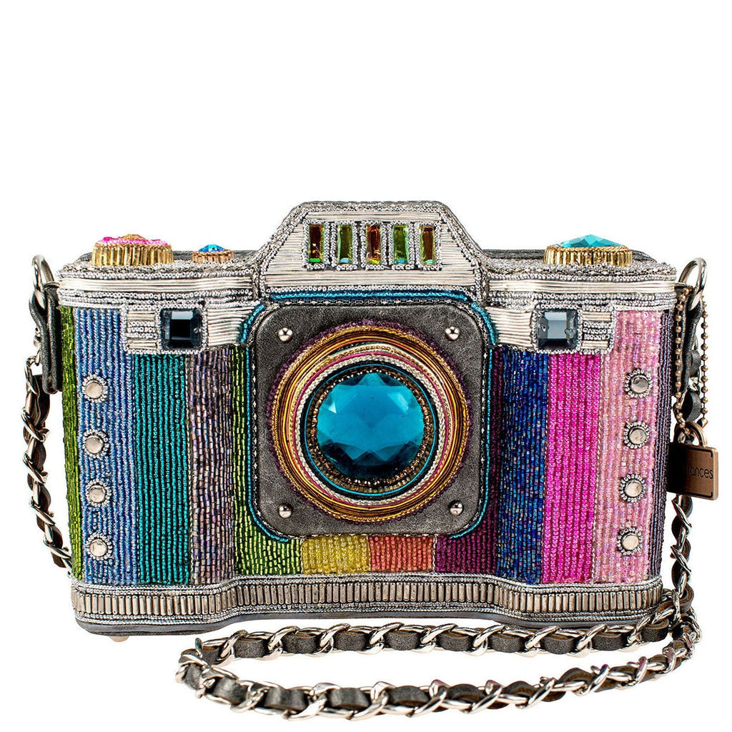 Life in Color Beaded Rainbow Camera Crossbody Shoulder Handbag