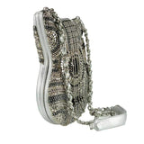 On Tour Beaded Silver Crossbody Guitar Handbag