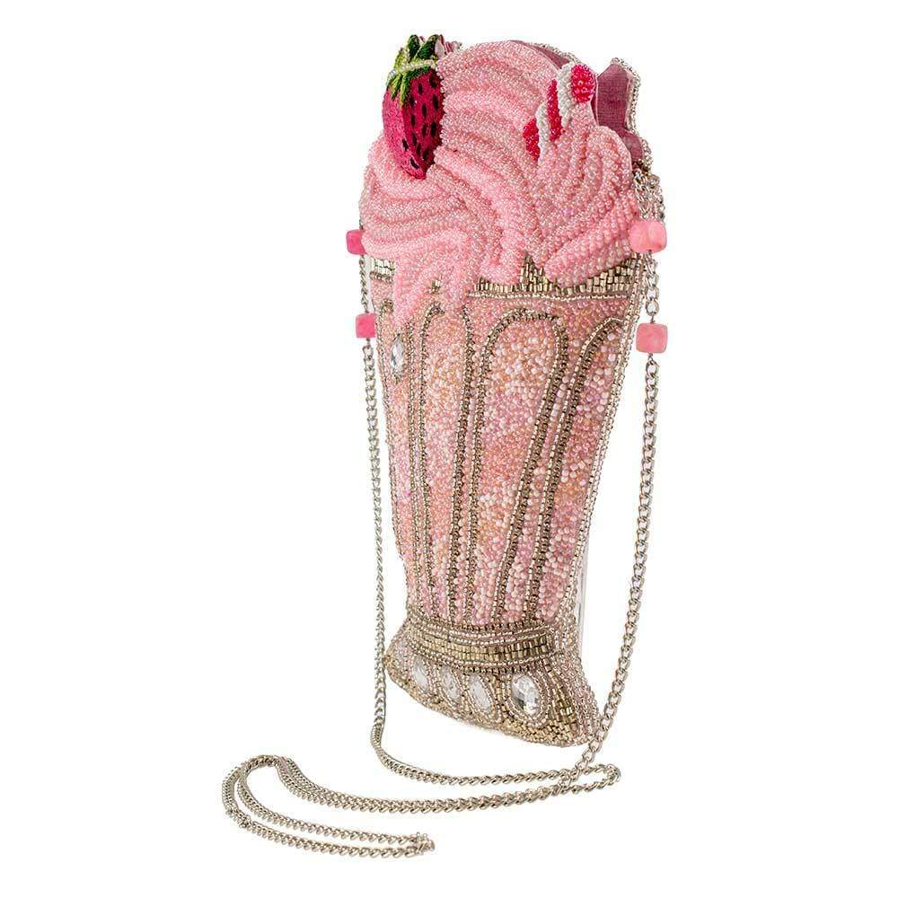 Shake It Up Beaded Strawberry Milkshake Crossbody Handbag
