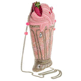 Shake It Up Beaded Strawberry Milkshake Crossbody Handbag